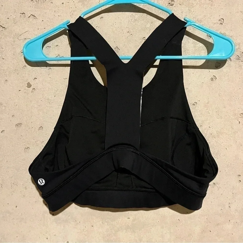Lululemon Fast & Free Sports Bra Nulux Black Size 12 Unpadded Yoga W2AMIS